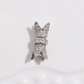 Detailed view of silver bow-shaped jewelry clasp paved with white zircon stones - Type C: White Gold White Zirconia Octagonal Screw Clasp