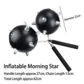 Inflatable black spiked mace toy with 22cm diameter ball and 62cm total length - Inflatable Meteor Hammer with Chain / Meteor Hammer (Chain Double Ball)