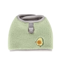 Light green sherpa dog harness vest with cute avocado embroidery and metal D-ring attachment - S / Light Green