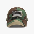 Gorra trucker de camuflaje táctico con bordado de bandera estadounidense negra y blanca - Camuflaje Marrón