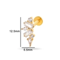 Golden titanium piercing stud featuring five clear zircons in 12.5mm length - Irregular Cluster Style-Gold (T2503-6#黄金)