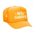 Cappellino trucker arancione con stampa Stay Golden e rete traspirante sul retro - Arancione