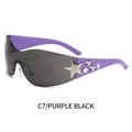 Frameless oversized purple star sunglasses with dark grey lenses for outdoor sports - Purple Frame Grey Lens