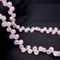 Faceted strawberry crystal glass drop beads in soft pink with aurora iridescent finish - 8mm (Approx 87 beads/string) / Pink Jade AB