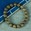 Argentinisches grünes Sandelholz-Armband mit natürlicher Holzmaserung in Dunkelbraun - Einzelschleifen-Stil / 10mm x 19 Stk