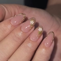3D-Goldrand weiße Blumen-Mandel-Nägel zum Aufdrücken mit elegantem Nude-Jelly-Finish - Rosa Verlauf Mit 3D Weißen Blumen (JP4157)
