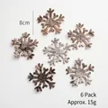 Set van 6 sneeuwvlokken van natuurlijk hout met schors voor kerst-DIY, diameter 8 cm - Natuurlijke Schors Sneeuwvlokken A6 (6 Stuks)