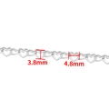 Silver stainless steel heart chain 3.8x4.8mm link sizing for DIY jewelry making - Steel Color Heart Chain 3.8mm