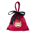 Roter Samt-Geschenkbeutel mit Weihnachtsmann-Motiv und schwarzer Satinschleife - Rot Klein - Weihnachtsmann / 17.5x18cm