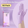 50-pack extra-long durable nitrile gloves in plum purple for household cleaning and food prep - 50 Pieces Size M 9 Inches Purple