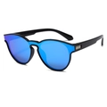 Lightweight fashion sunglasses with black frames and blue mirrored polarized lenses - Glossy Black Frame Ice Blue Mirror C1