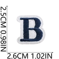Mini embroidered letter B patch in navy and white with size markings 2.5cm by 2.6cm - B (Blue)