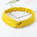 Bright yellow twist knot headband in ribbed knit fabric for yoga and skincare routine - Knitted Light Yellow