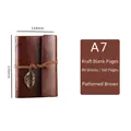 Brown leather A7 loose-leaf notebook with embossed leaf pattern and leaf charm - Patterned Brown