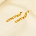 Goldene Gliederketten-Ohrringe mit Süßwasserperlen und 18K Gold-PVD-Beschichtung - Edelstahl / Goldene lange Figaro-Kettenohrringe (YYE023177)