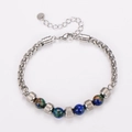 Men's keel chain bracelet with silver braided metal and tiger eye beads - Earth Color