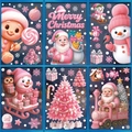 3D pink gingerbread man and Santa Claus static window stickers for Christmas decor - Set of 6 BQ610+612+614+615+616+617