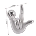 Silver stainless steel I Love You gesture stud earring measuring 12.8mm by 10.2mm - Love You Gesture