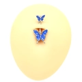 Blue glitter butterfly belly button ring on silicone navel model for body piercing - Blue