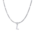 Titanium steel snowflake chain necklace featuring silver letter L pendant with zircons - Letter L / Steel