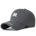 Dark grey cotton baseball cap featuring 3D white logo embroidery and curved brim - Gray