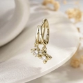Classic gold hoop earrings with sparkling zircon tassels and elegant cross pendant - Light Coffee Gold (Single) (A909-4#)