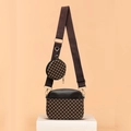 Sac bandoulière marron matelassé pour femme avec large bandoulière et petit porte-monnaie - Arc-en-ciel