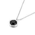 Collier minimaliste en argent avec pendentif carré de 13mm en zircone noire - Noir