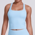Ensemble débardeur de sport bleu clair et legging pour fitness et yoga pour femmes - Bleu Ciel
