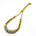 Adjustable golden stainless steel bead bracelet featuring sparkling zircon accents - Style 3 / Gold