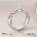 Anello irregolare in acciaio inox argento, largo 6mm, disponibile nelle taglie 6-10 - US 6 / Acciaio (KR111018-K)
