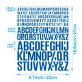 Blue alphabet letter stickers in 0.5, 1, and 1.5 inch sizes for scrapbooking and crafts - Dark Blue