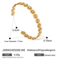 Goldenes Gänseblümchen-Armreif aus wasserfestem Edelstahl mit weißen Steinen besetzt - Goldenes Gänseblümchen Offene Manschette (JDBW2405008-WE)