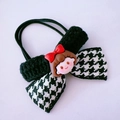Handmade crochet bunny girl hair clip with black and white houndstooth bow knot - Cartoon Girl Bow Hair Rope