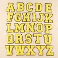 Yellow chenille varsity letters A-Z patches with gold sequin border set for clothing - Yellow Single Letter (Note)