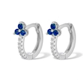 Orecchini a cerchio in argento S925 a fiore con pietre blu e zirconi incastonati - Argento & Blu