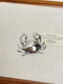 Polished silver crab brooch with minimalist geometric design on a textured background - 50 Silver Crab (XZ0050B)