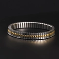 Elastic stainless steel bracelet in two-tone gold and silver finish with stretch design - K1401-Silver Gold Polished