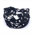 Bohemian black and white tie-dye elastic sports headband for women with cow print pattern - 57-Black White Tie Dye