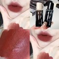 Cappuvini velvet matte lipstick in deep red brown shade showing lip and arm swatches - 828# Light Tile