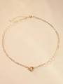 Detail of 18K gold-plated paperclip chain necklace with a central spring ring clasp - Paperclip Chain / Gold