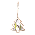 Wooden Christmas tree pendant featuring a hollow snowman design and a rustic hemp rope - Tree Snowman