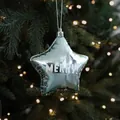 Décoration étoile bleue brillante avec texte Merry pour suspension sapin de Noël - Étoile à cinq branches