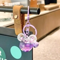 Cute Mickey-shaped liquid quicksand keychain in purple with glitter and small bell - Purple Mickey Head Sparkle
