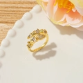 Macro detail of gold snake ring with baguette zircons on a white ceramic plate - Style G (Snake-shaped Step)