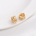 Detail of 14K gold plated wheel beads with micro-set zircon for DIY jewelry making - Style 17 / 10x6mm / 14K Gold