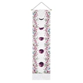 Bohemian moon phase and floral wall tapestry with fringe in deep red and pink - White Floral