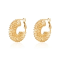 Vintage gold hollow spring hoop earrings in stainless steel for women fashion - Gold Pair