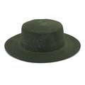 Detail of fine-woven dark green straw boater hat with a flat brim and crown - M (56-58cm) / Dark Green