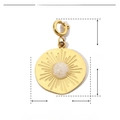 Detailed technical diagram of 14mm sunburst pendant with size and weight parameters - YF194x3 (Sunray/White Stone)